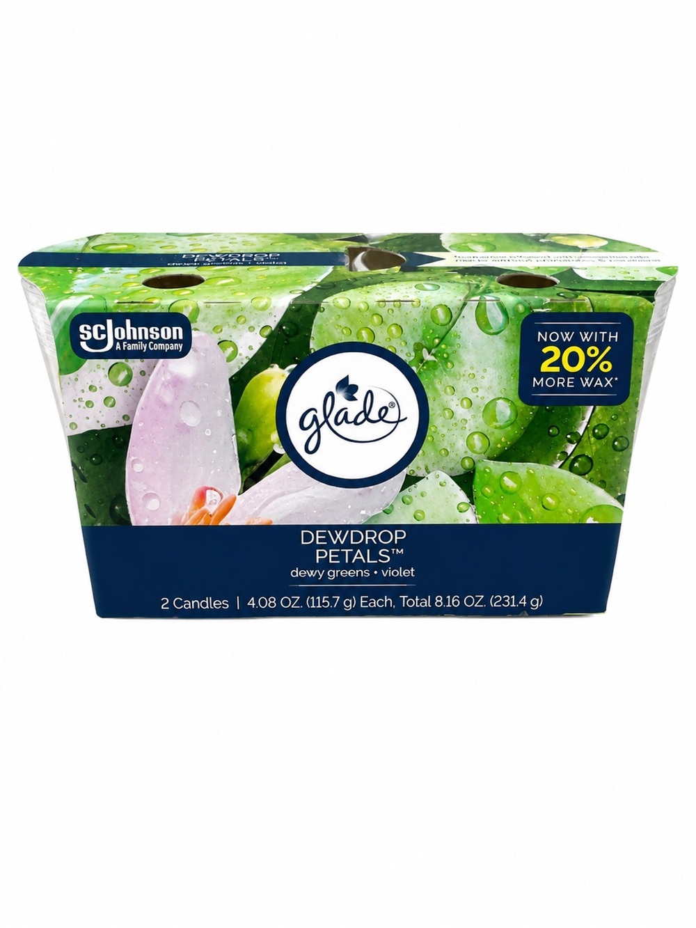 Glade Dewdrop Petals Candles - Green & Violet